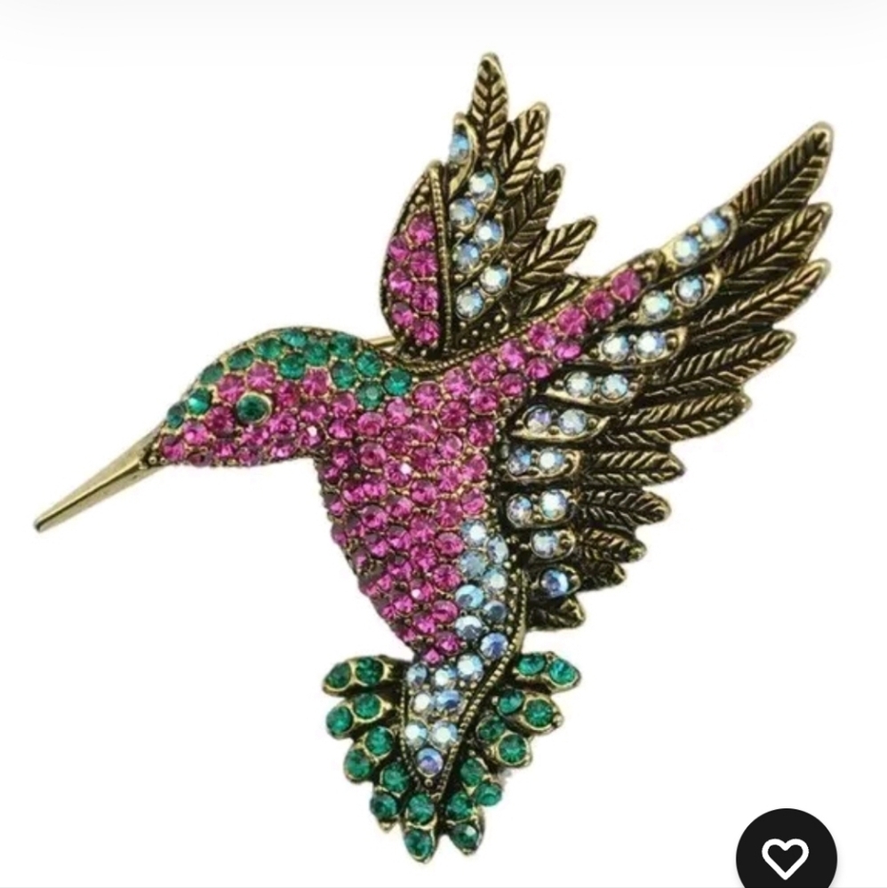 Humming Bird hot crystal cloth Brooch - Picture 3 of 3
